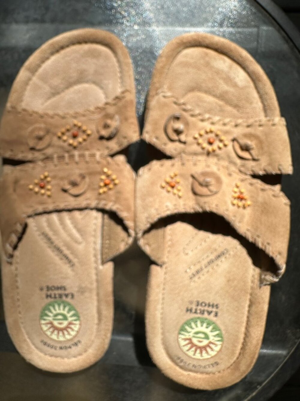 Vintage Earth Shoes Leather Gelron 2000 Beaded Size 7